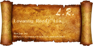 Lovassy Rozália névjegykártya
